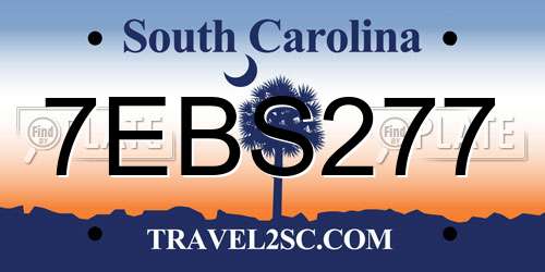 7EBS277 South Carolina License Plate