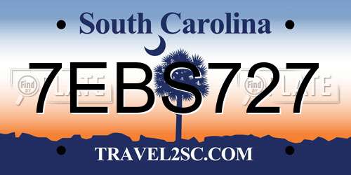 7EBS727 South Carolina License Plate