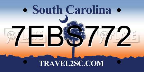 7EBS772 South Carolina License Plate