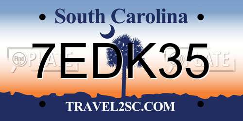 7EDK35 South Carolina License Plate