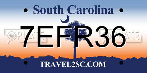 7EFR36 South Carolina License Plate