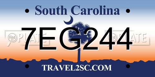 7EG244 South Carolina License Plate