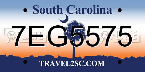 7EG5575 South Carolina License Plate