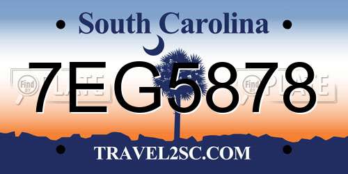 7EG5878 South Carolina License Plate