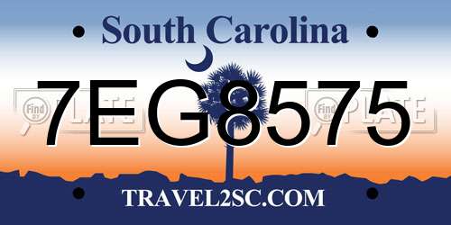 7EG8575 South Carolina License Plate