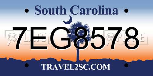 7EG8578 South Carolina License Plate