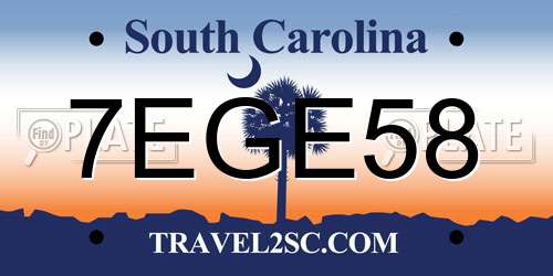 7EGE58 South Carolina License Plate