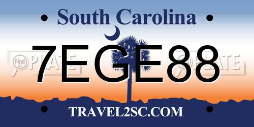 7EGE88 South Carolina License Plate
