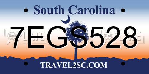 7EGS528 South Carolina License Plate
