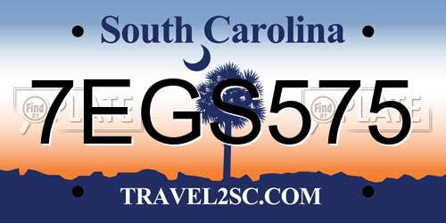 7EGS575 South Carolina License Plate