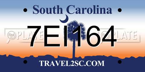 7EI164 South Carolina License Plate