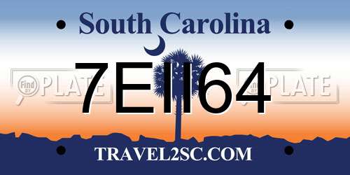 7EII64 South Carolina License Plate