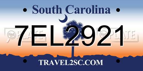 7EL2921 South Carolina License Plate
