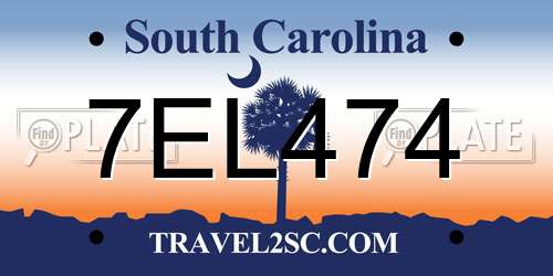 7EL474 South Carolina License Plate