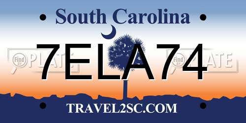 7ELA74 South Carolina License Plate