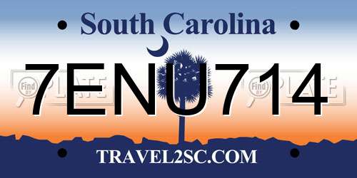 7ENU714 South Carolina License Plate