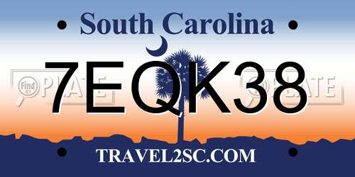 7EQK38 South Carolina License Plate