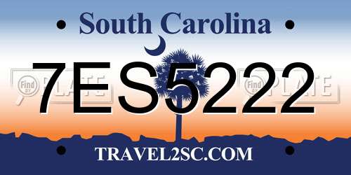 7ES5222 South Carolina License Plate