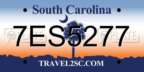 7ES5277 South Carolina License Plate