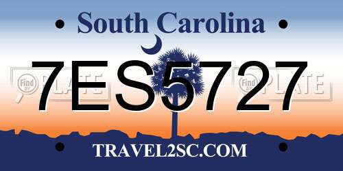 7ES5727 South Carolina License Plate