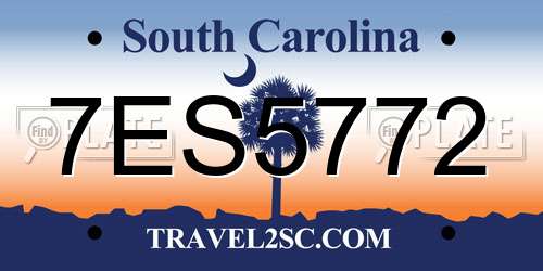 7ES5772 South Carolina License Plate