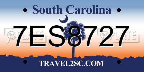 7ES8727 South Carolina License Plate