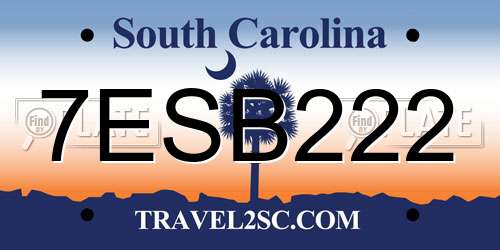 7ESB222 South Carolina License Plate