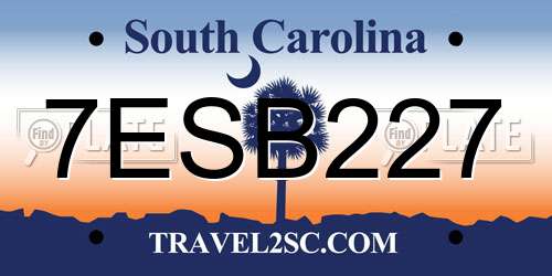7ESB227 South Carolina License Plate