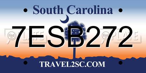 7ESB272 South Carolina License Plate