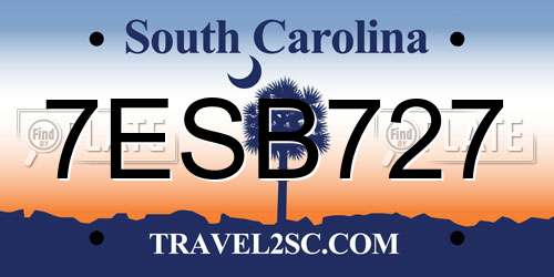 7ESB727 South Carolina License Plate
