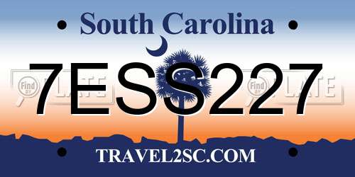 7ESS227 South Carolina License Plate