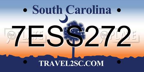 7ESS272 South Carolina License Plate
