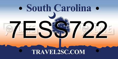 7ESS722 South Carolina License Plate