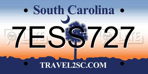 7ESS727 South Carolina License Plate