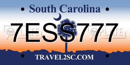 7ESS777 South Carolina License Plate