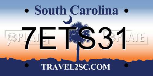 7ETS31 South Carolina License Plate
