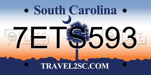 7ETS593 South Carolina License Plate