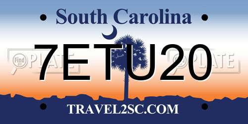 7ETU20 South Carolina License Plate