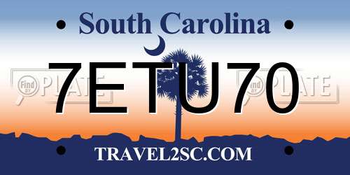 7ETU70 South Carolina License Plate