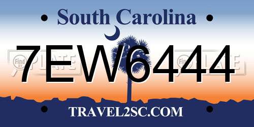 7EW6444 South Carolina License Plate