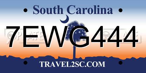 7EWG444 South Carolina License Plate