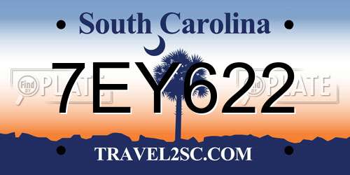 7EY622 South Carolina License Plate