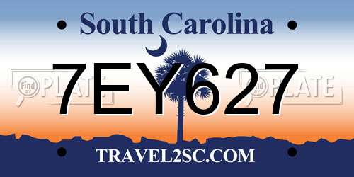 7EY627 South Carolina License Plate