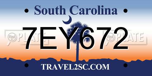 7EY672 South Carolina License Plate