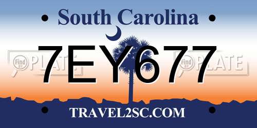 7EY677 South Carolina License Plate