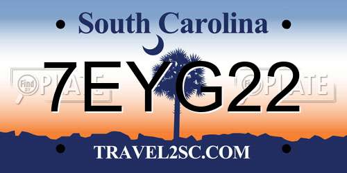7EYG22 South Carolina License Plate