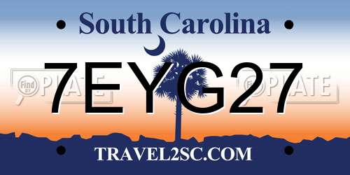 7EYG27 South Carolina License Plate