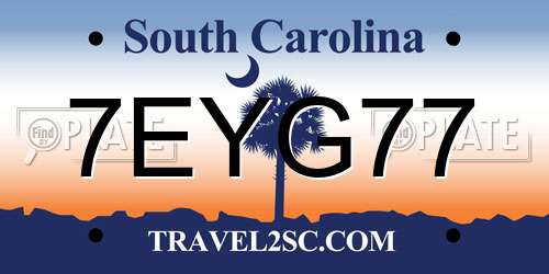 7EYG77 South Carolina License Plate