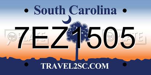 7EZ1505 South Carolina License Plate