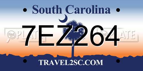 7EZ264 South Carolina License Plate